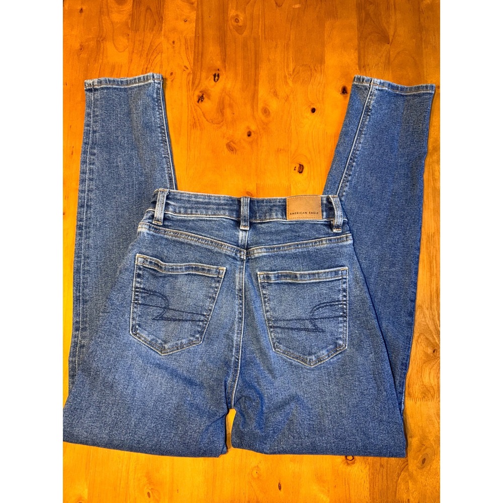 American Eagle Mom Jeans Womens 00 Blue Medium Wash High Waisted Stretch Denim - Picture 7 of 8